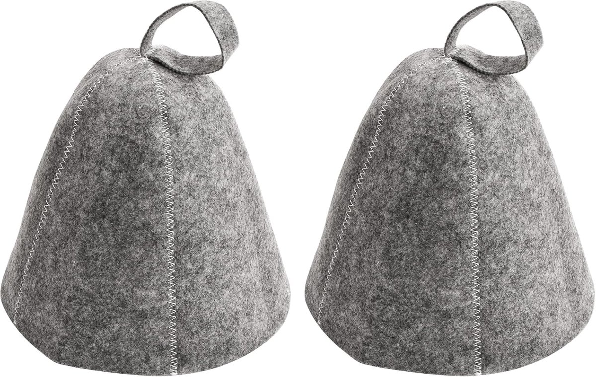 SnelShoppen - Sauna Hoed Vilt - Warmte Bescherming Sauna Cap - 2 Stuks - Grijs - Voor Mannen en Vrouwen - Sauna Accessoires - Comfortabele en Duurzame