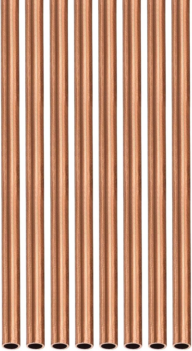 2mm x 0.25mm x 300mm Koperbuis - 8 Stuks - Geschikt voor Machine Apparatuur, Doe-Het-Zelf Projecten en Decoratieve Lijsten - Ronde Metalen Slangen
