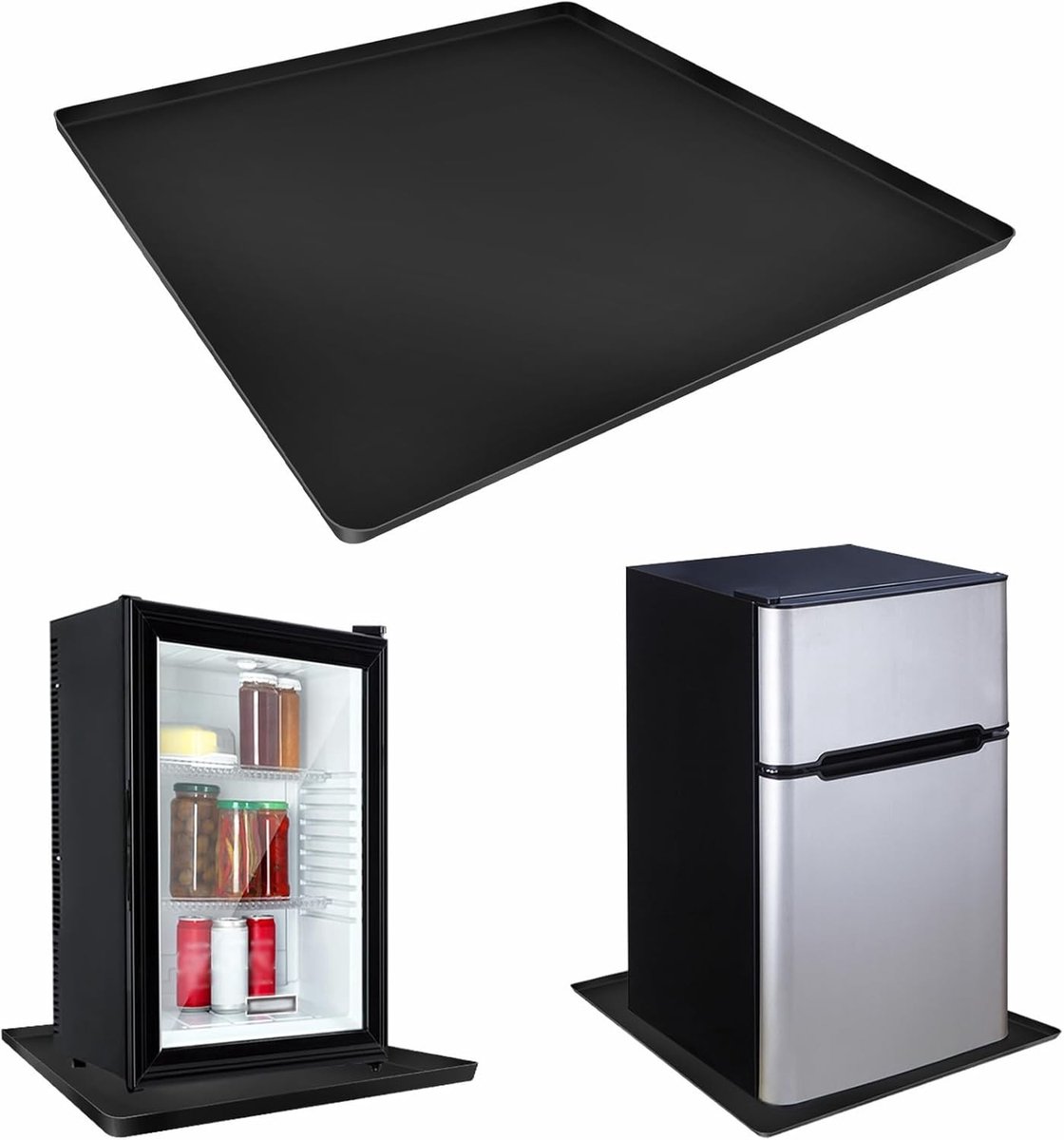 Siliconen Mini Koelkastmat 50 x 50 cm, Onderste Bescherming met 1.5 cm Verhoogde Randen, Herbruikbare Afvoer voor Wasmachine en Vriezer, Droogrek en Wijnkast Accessoire