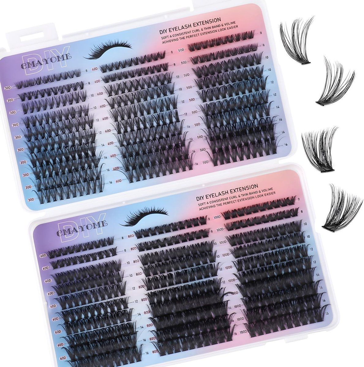 Complete Set van 600 Stuks Wimperextensions met Individuele Wimperclusters van 8-16 mm voor Natuurlijke en Volumineuze Looks