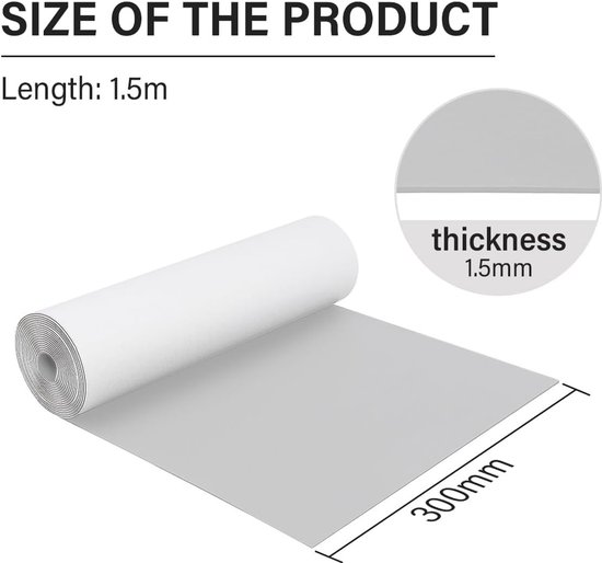 Zelfklevende Foam Rol, Cellrubber, 300mm x 1.5mm x 1.5m - Multifunctionele Neopreen Foam Vellen, Makkelijk te Snijden, Ideaal voor DIY Projecten en Isolatie — afbeelding 5