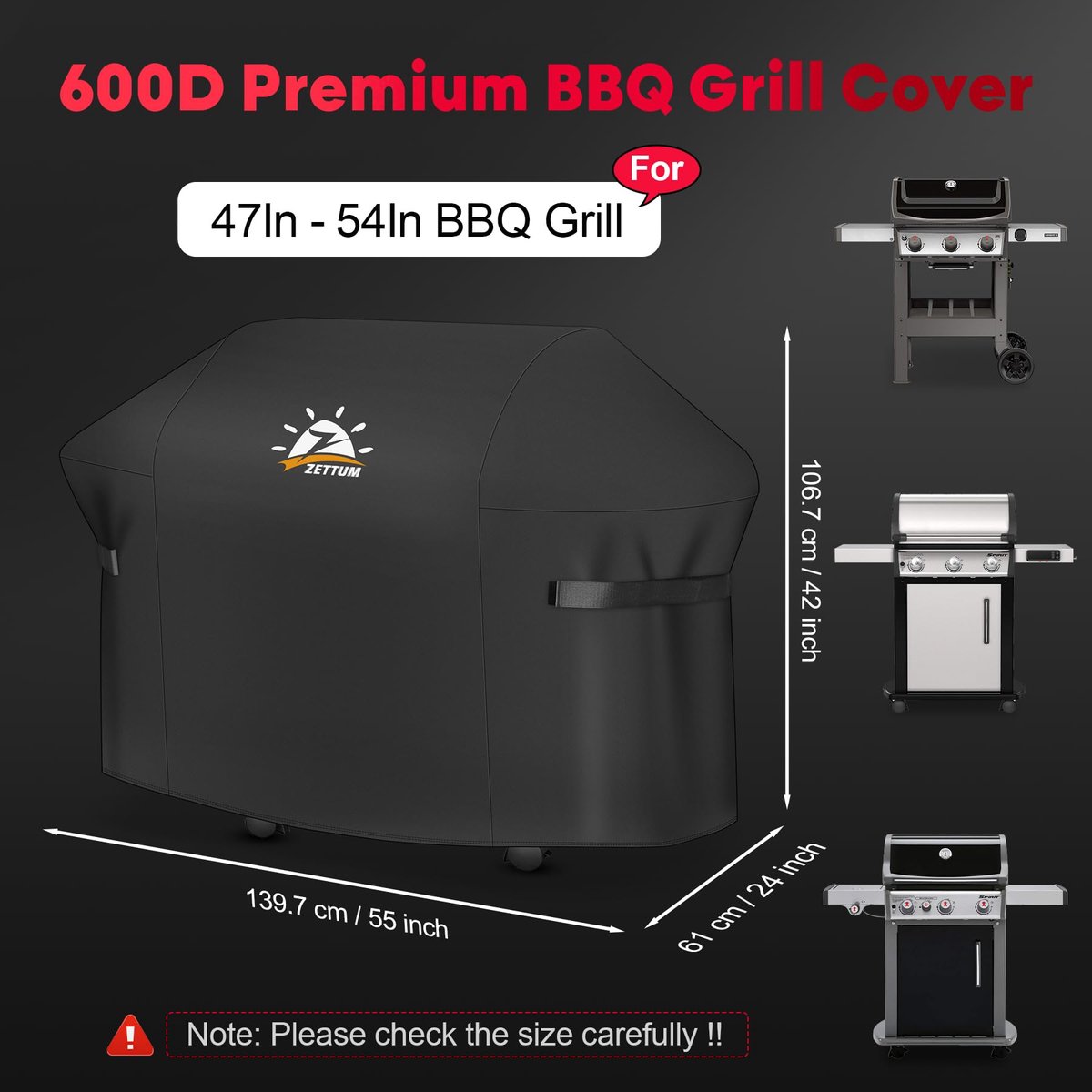 SnelShoppen - Zettum 139 cm Grillhoes - Zwaar Belastbaar, Waterdicht, Geschikt voor BBQ's, Tuin, Camping, Bescherming tegen Weerselementen
