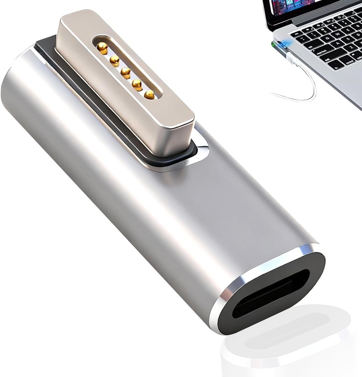 USB C naar Magnetische Adapter voor MacBook, PD 100W Type-C naar Magnetische T-tip, Oplader voor MacBook Air en Pro 2013-2015, Snelle en Betrouwbare Laptop Oplossing