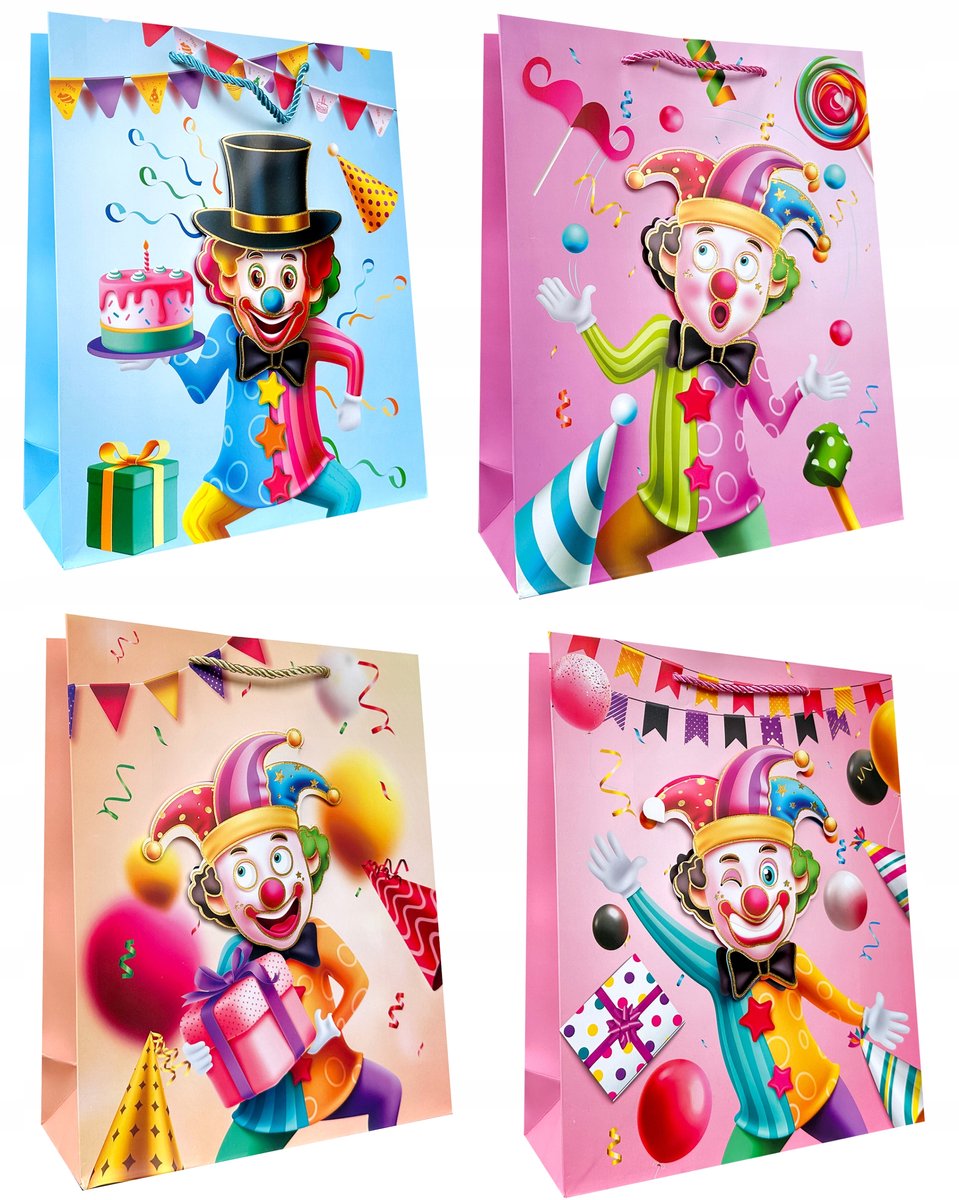 Decoratieve Cadeautas 18x23x10cm met Clown Motief - 1 Stuk