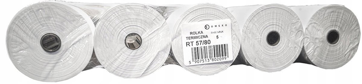 5x Thermische Kassabonnenrol 57x80mm - BPA-vrij