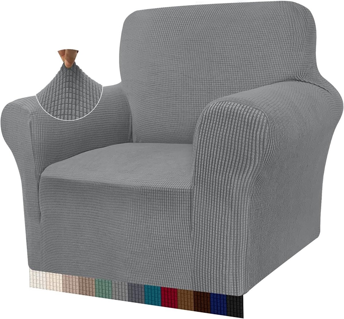 Moderne Hoofdkussenhoes voor Banken - Jacquard Elastische Hoes voor Woonkamer, Honden- en Huisdierbescherming (1-Zits, Lichtgrijs)