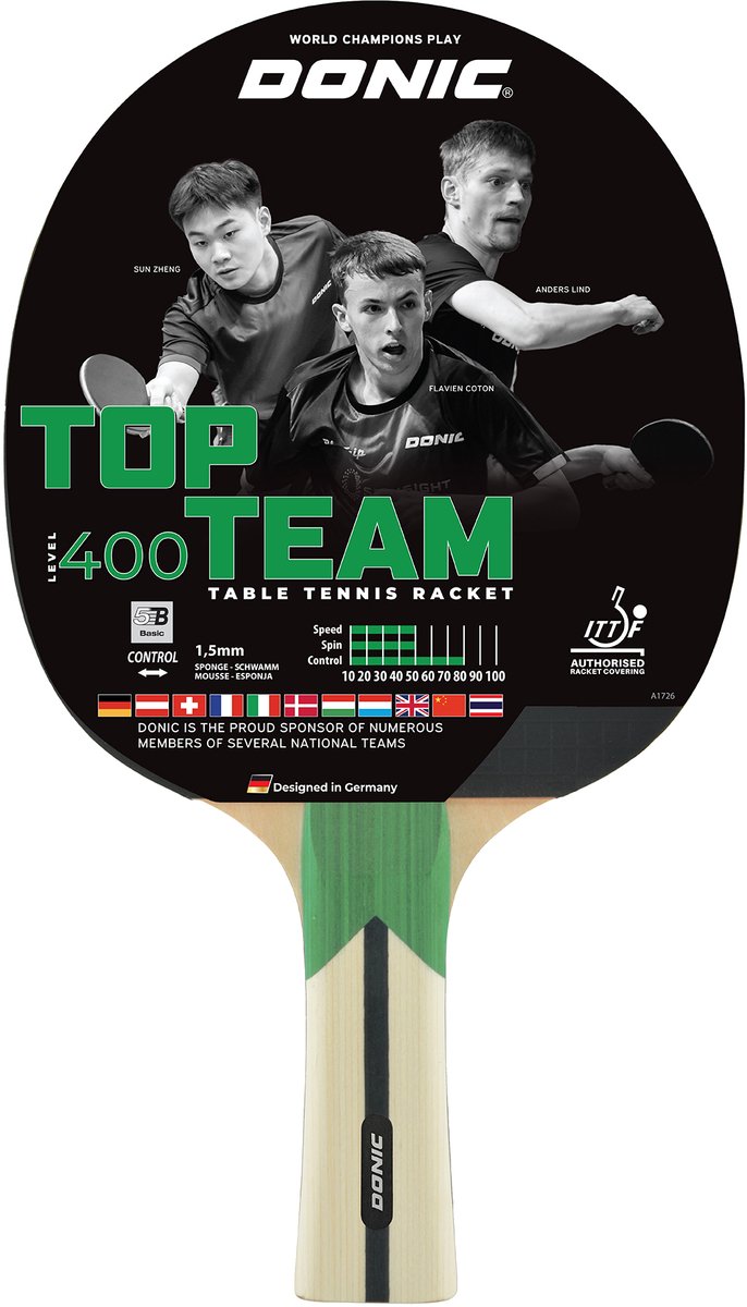 Talbot Torro Tafeltennisbat Top Team 400 Zwart