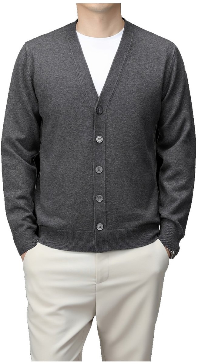 Currero Cardigan Heren Vest Mannen Met Knopen Volwassenen Warm Gebreid Vest Donkergrijs 2