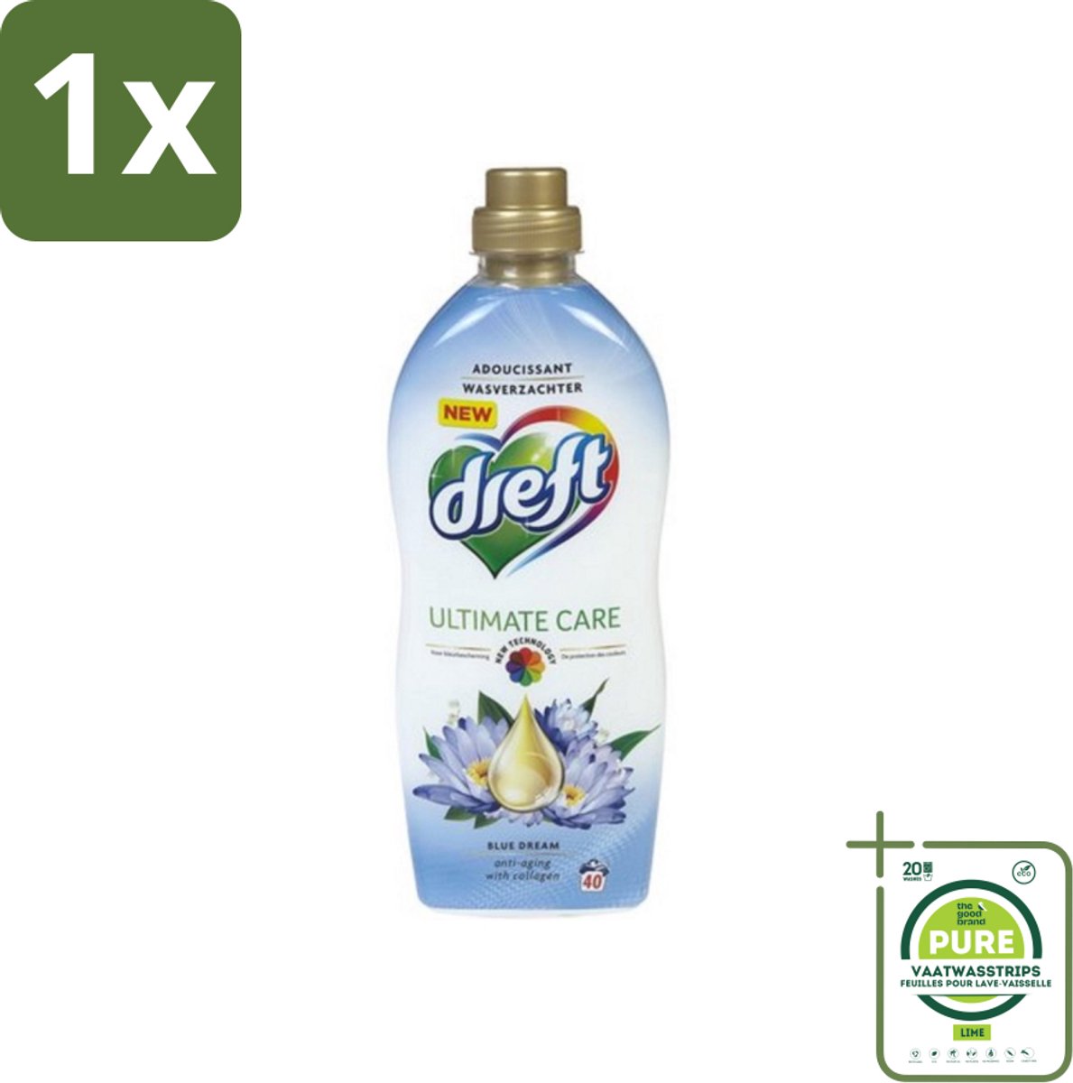 1 x Dreft - Wasverzachter - Gekleurde Was - Blauwe Droom - Anti-Veroudering - 40 Wasbeurten - Wasverzachter - Wasmiddel - Kleurbescherming - Anti-aging - Collageen