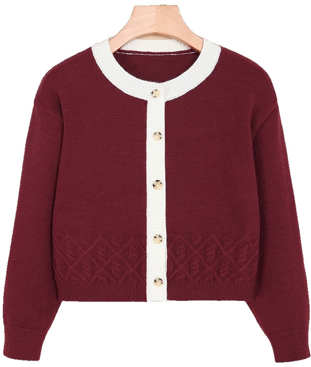 Currero Cardigan Meisjes Vest Meisje Met Knopen Kinderen Warm Gebreid Vest Long Donkerrood 11-12 Jaar