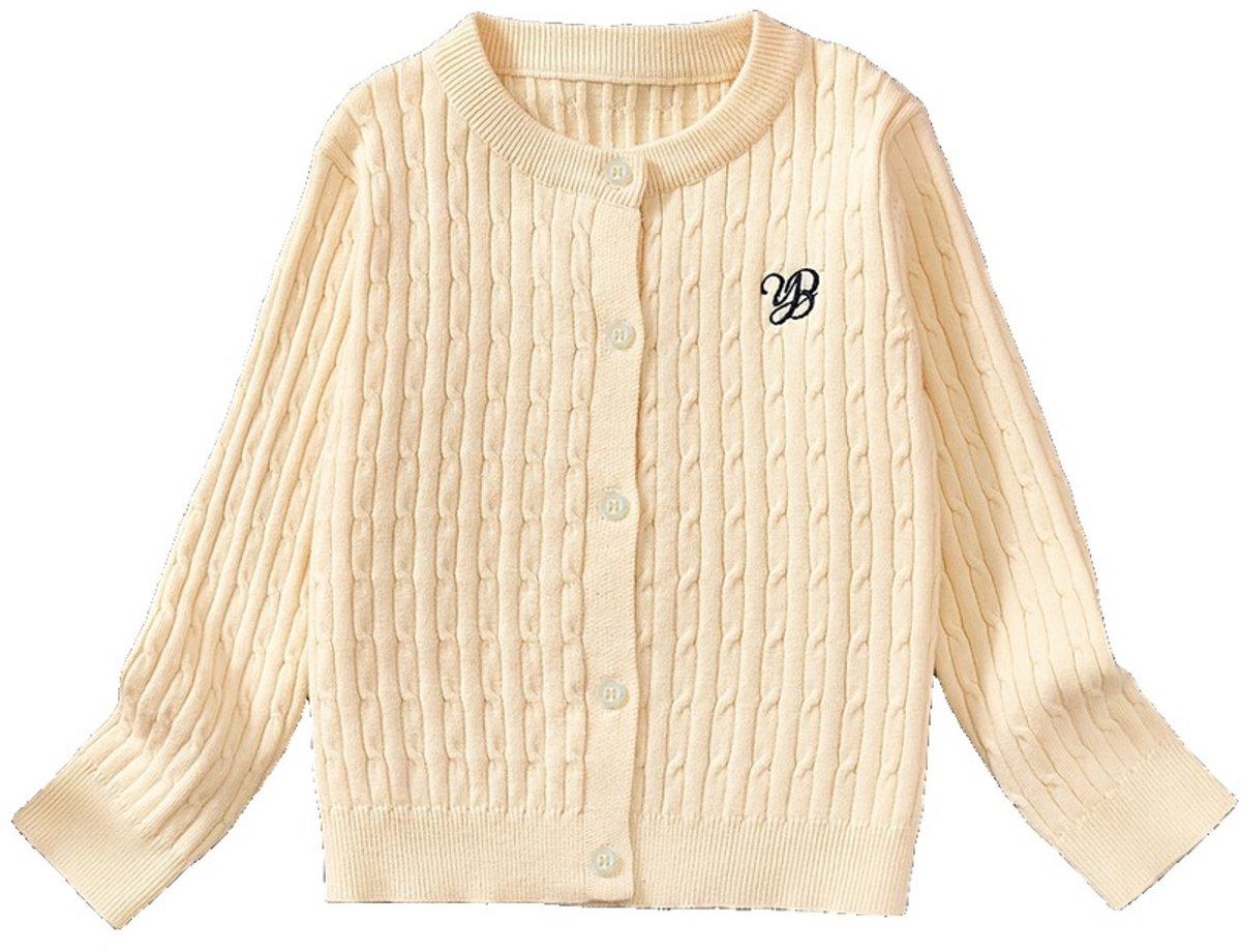 Currero Cardigan Meisjes Vest Meisje Met Knopen Kinderen Warm Gebreid Vest Long 9-10 Jaar Abrikoos