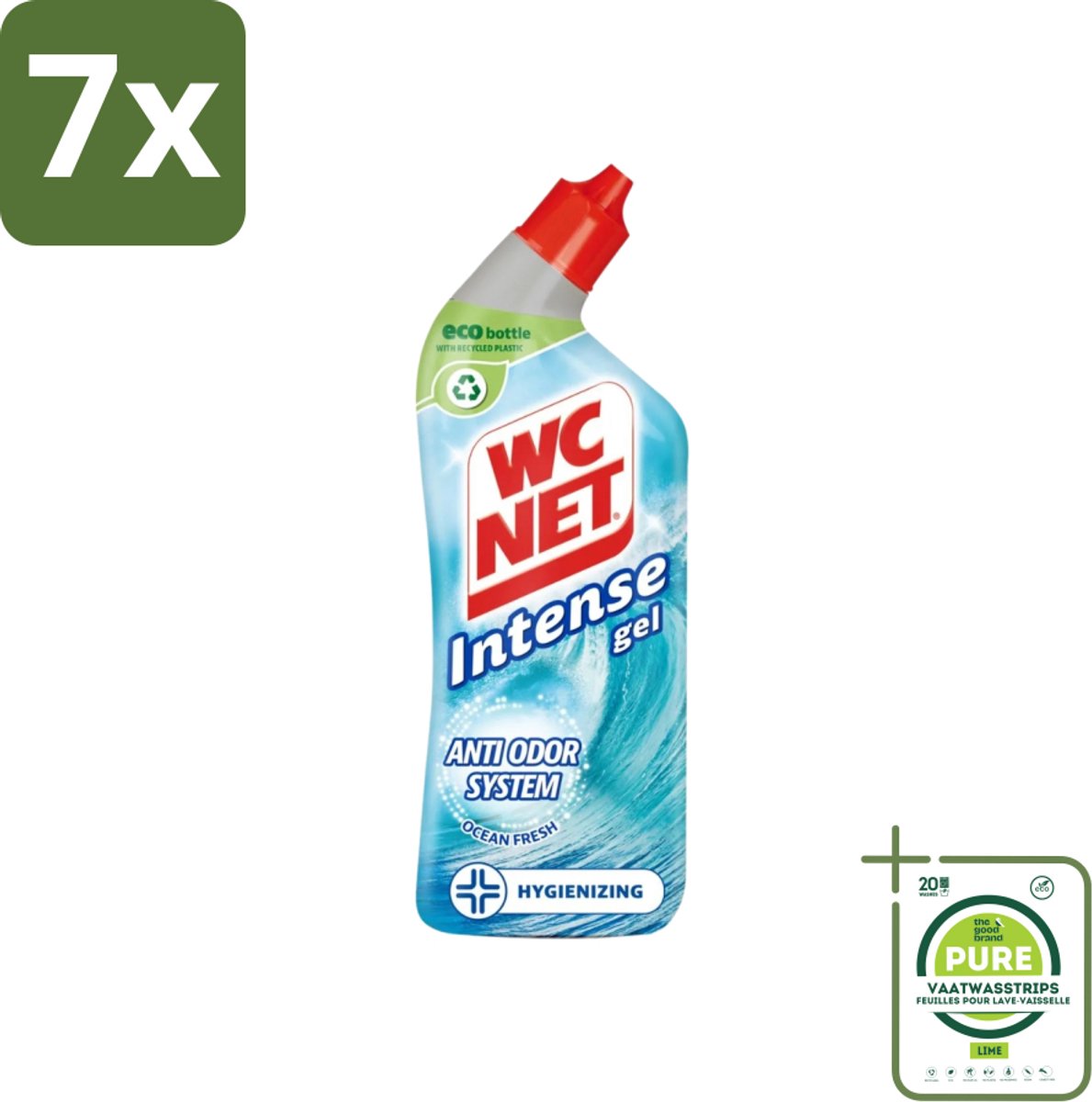 7 x WC Net - Toiletreiniger - Gel - Ocean Fresh - Verwijderd Geuren - 750 ml - Grootverpakking - Toilet Schoonmaak - Wc Reiniger - Geurverwijderaar - Ocean Fresh - Langdurige Geur