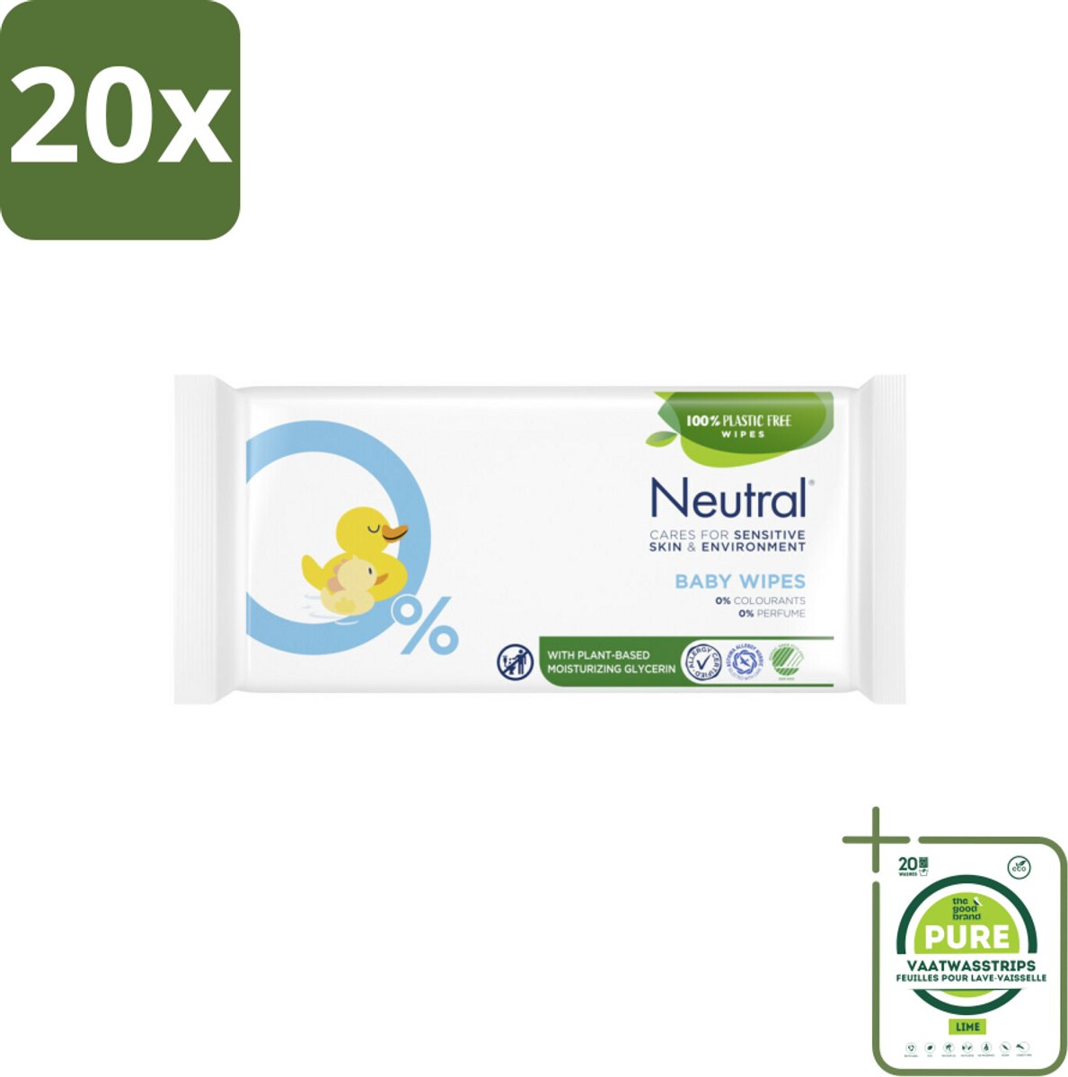 20 x Neutral Billendoekjes 52 doekjes - Grootverpakking - Baby Billendoekjes - Zachte Billendoekjes - Hypoallergene Billendoekjes - Babyhuid - Babyverzorging