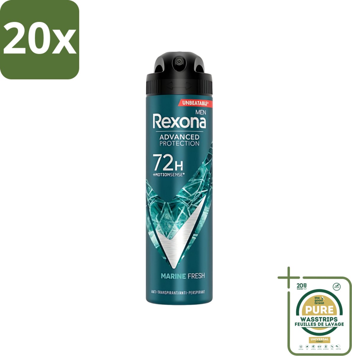 20 x Rexona Men - Deodorant Spray - Advanced Protection - Marine Fresh - Anti-Transpirant & Perspirant - 150ml - Grootverpakking - Deodorant Spray - Anti-transpirant - Zweetbestendig - Marine Geur - 48 Uur Bescherming