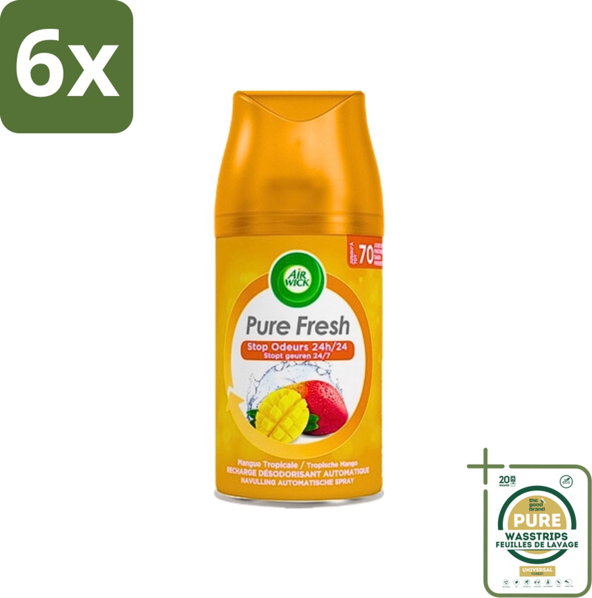 Air Wick Freshmatic - Luchtverfrisser Navulling - Tropische Mango - 250ml - Voordeelverpakking - 6 stuks - Air Wick Freshmatic - Geurverspreider