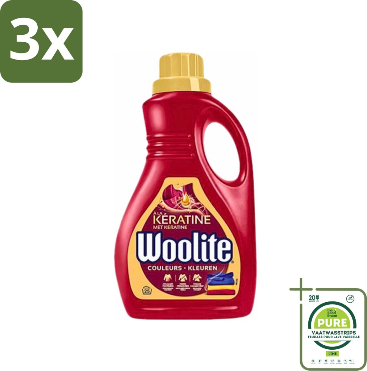3 x Woolite Color - Vloeibaar Wasmiddel - Met Keratine - Gekleurde Was - 25 Wasbeurten - 1,5L - Grootverpakking - Wasmiddel Voor Gekleurde Kleding - Wasmiddel Met Keratine - Kleurbehoud - Wasmiddel Voor Delicate Kleding - Vloeibaar Wasmiddel