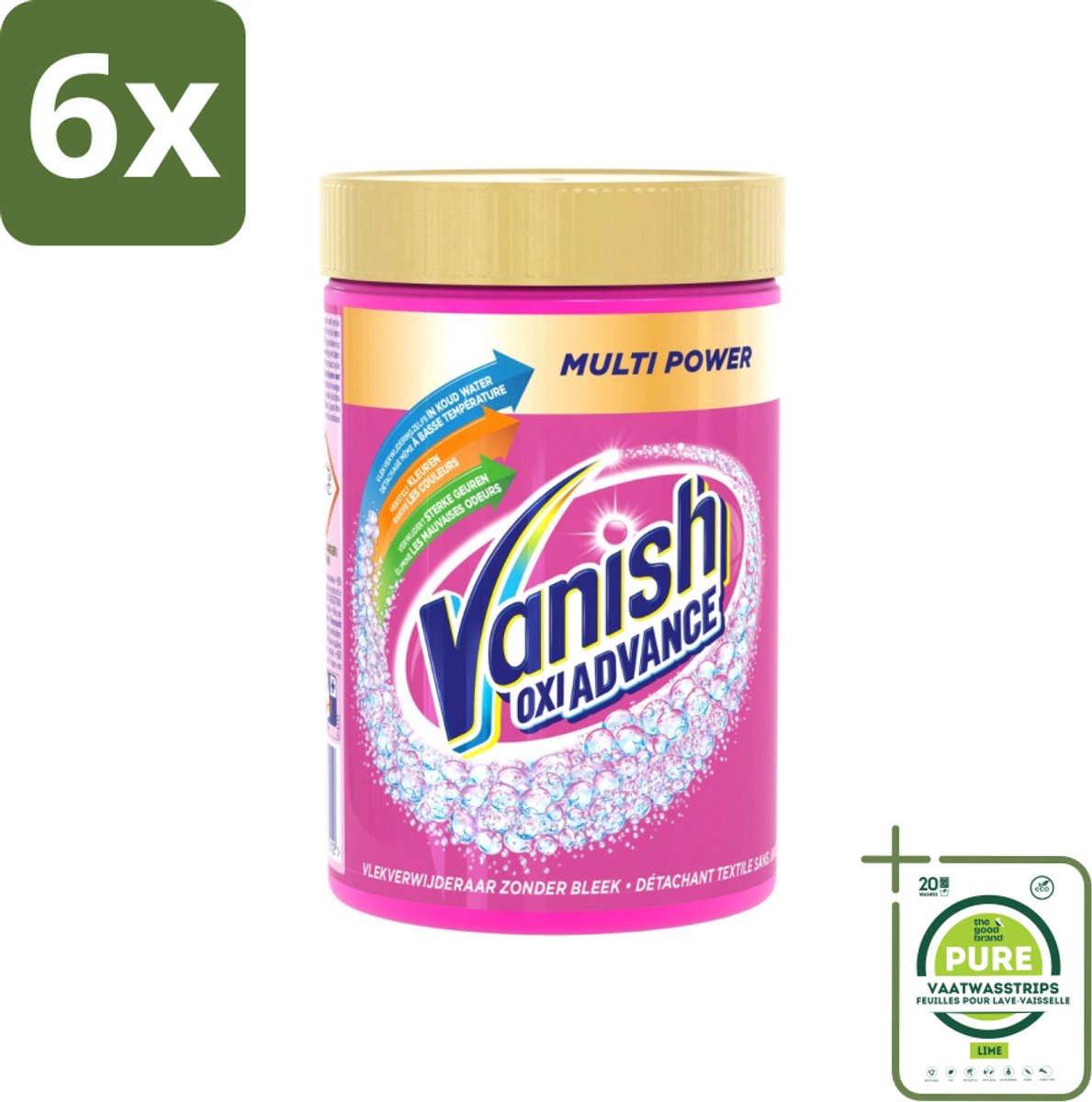 Vanish Oxi Advance - Vlekkenverwijderaar Poeder - Zonder Bleek - Gekleurde Was - 600 Gram - Voordeelverpakking - 6 stuks - Vlekkenverwijderaar - Waspoeder