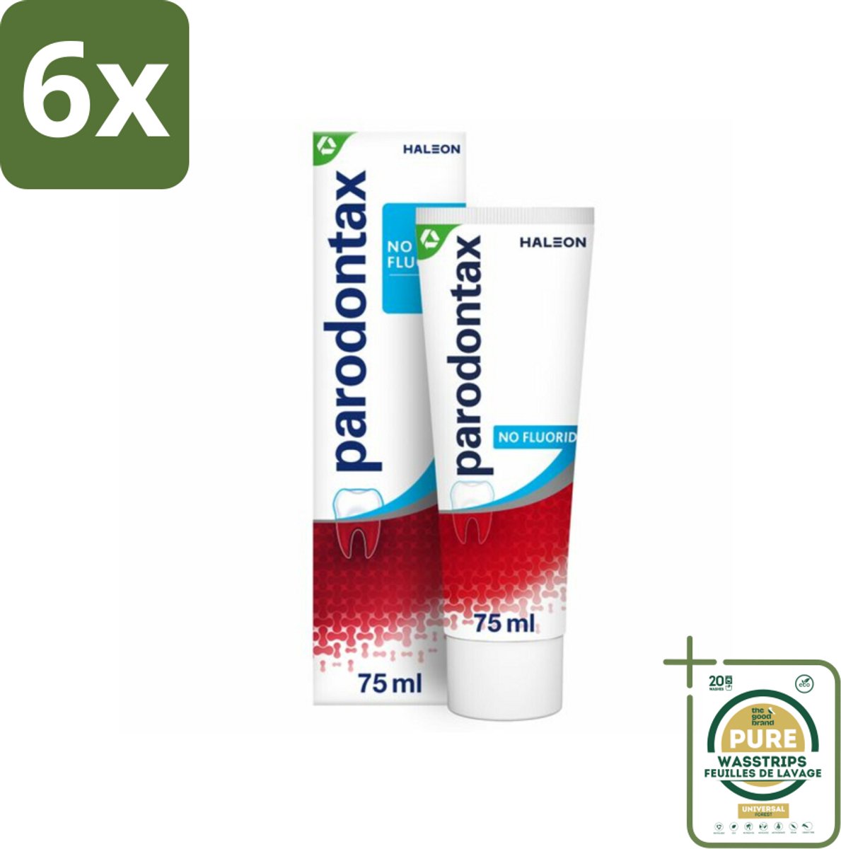 Parodontax – Tandpasta – Zonder Fluoride – 75 ml - Voordeelverpakking - 6 stuks - Tandplak verwijderen - Natuurlijke mondhygiëne
