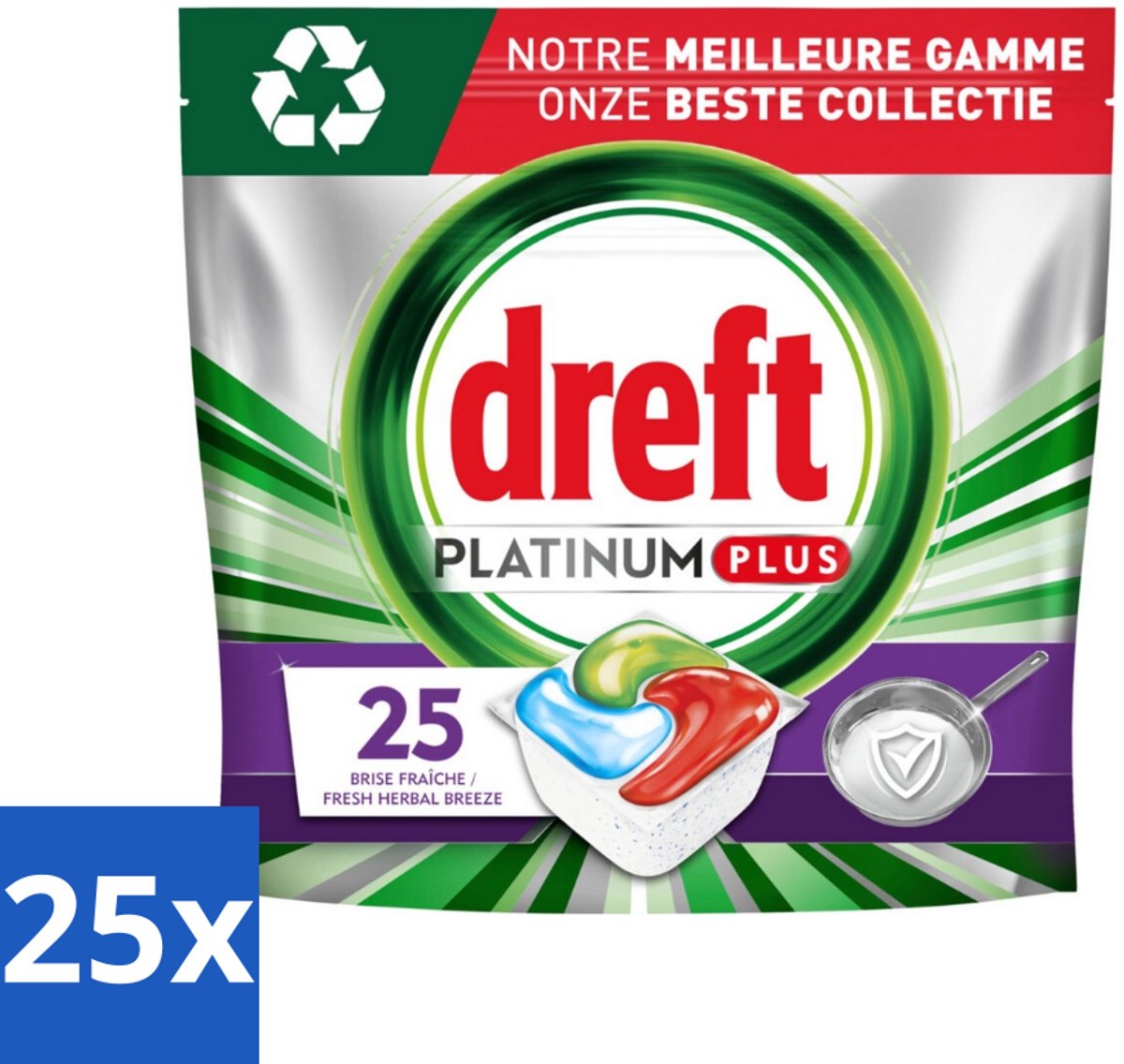 25 x Dreft Platinum Plus - Vaatwascapsules - Deep Clean Boosted - Fresh Herbal Breeze - 25 Afwasbeurten - Vaatwassen - Vaatwasmiddel - Vaatwascapsule - Glanzend Schone Vaat - Voedselresten Verwijderen