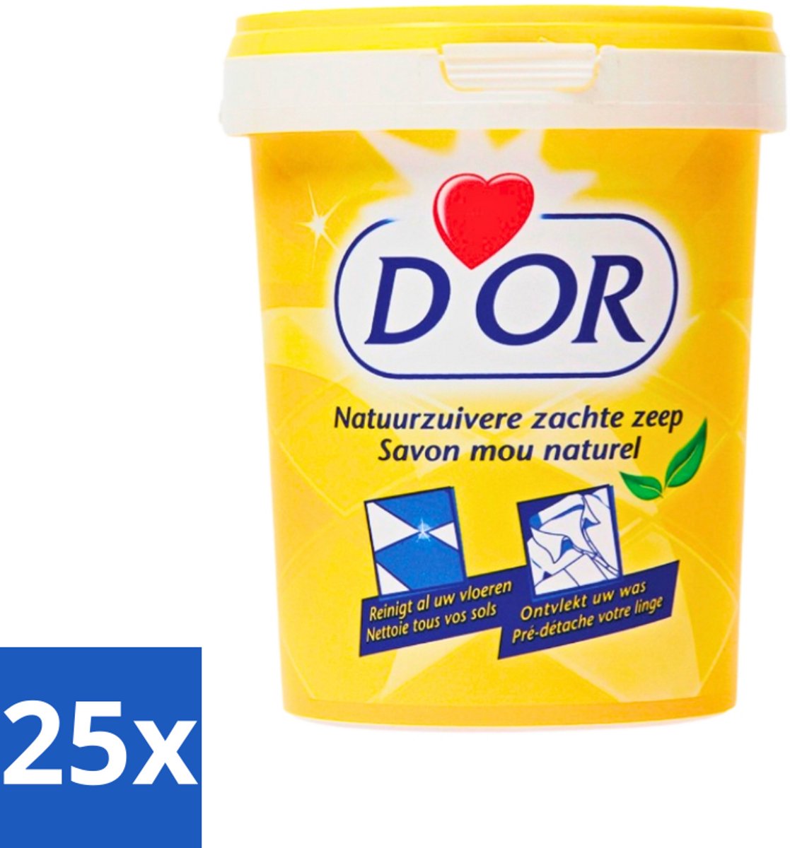 25 x D'Or - Natuurzuivere Zachte Zeep - Vast Zeepmiddel - Voor Vloeren en Was - 1 kg - Natuurlijke Zeep - Reiniging - Vlekverwijdering - Vloer Reinigen - Wasgoed Reinigen
