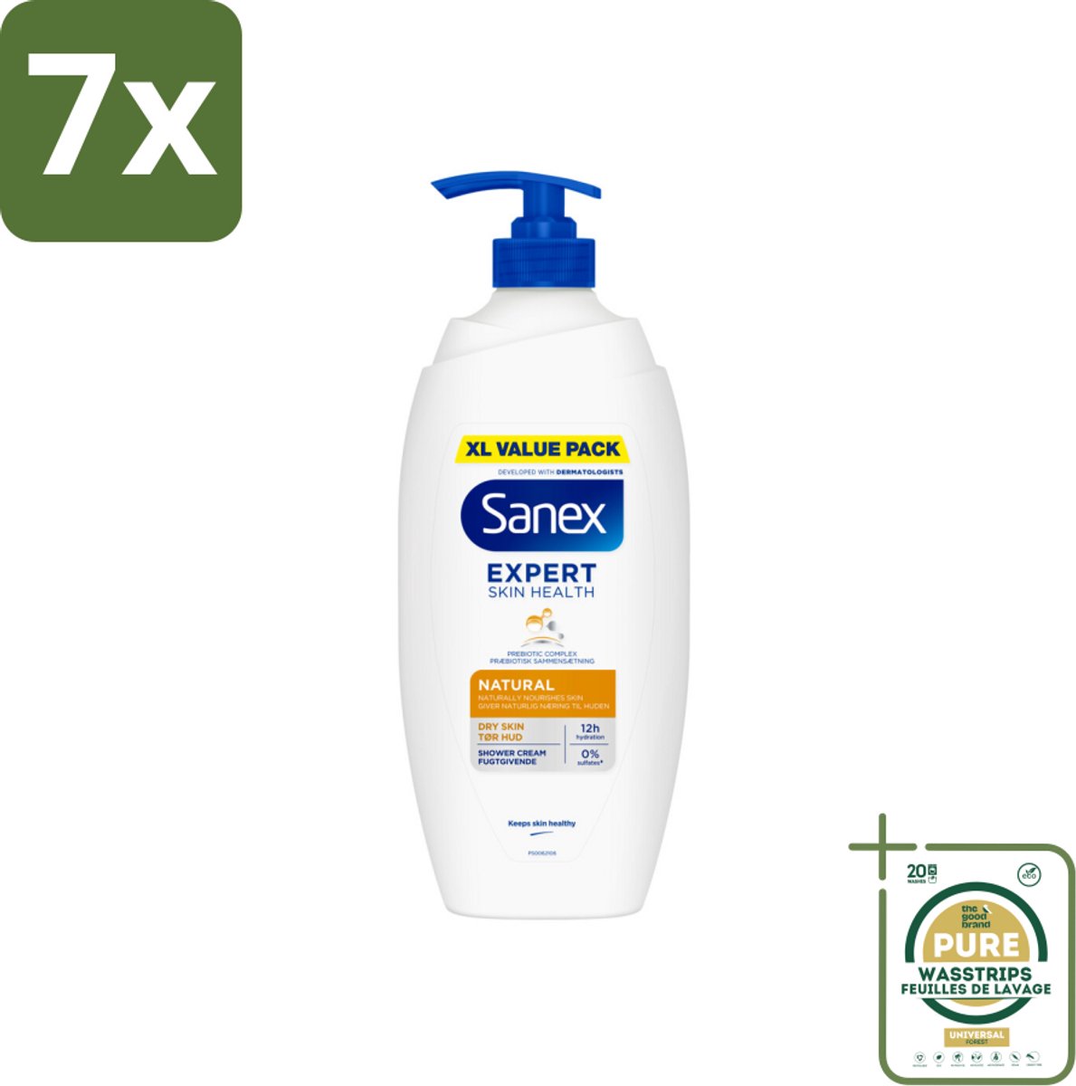 7 x Sanex – Douchecrème – Expert Skin Health Naturals – 750 ml - Grootverpakking - Koffie - Koffiezetapparaat - Koffiezetapparaat