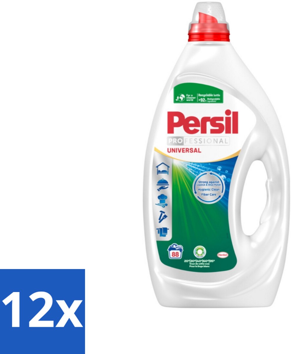 12 x Persil Professional - Universal - Vloeibaar Wasmiddel - Witte en Gekleurde Was - 88 Wasbeurten - Wasmiddel - Vloeibaar Wasmiddel - Persil - Vlekken Verwijderen - Wasmachine Reinigen