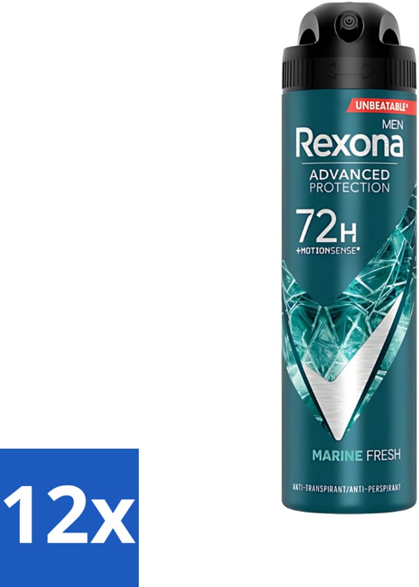 12 x Rexona Men - Deodorant Spray - Advanced Protection - Marine Fresh - Anti-Transpirant & Perspirant - 150ml - Rexona Mannen Deodorant - Anti-transpirant - Marine Geur - Zweetbescherming - 48 Uren