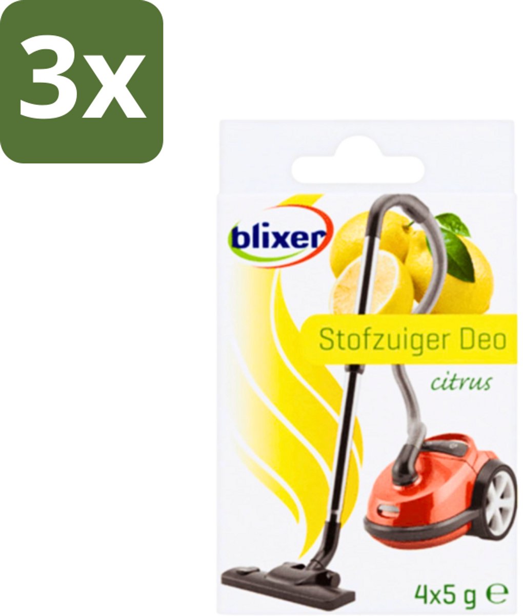 3 x Blixer - Beckmann - Stofzuiger Deodorant - Citrus - 4 Geurverspreiders - Stofzuiger Geur - Citrusgeur - Geurverspreider - Frisse Lucht - Huishoudelijke Geur