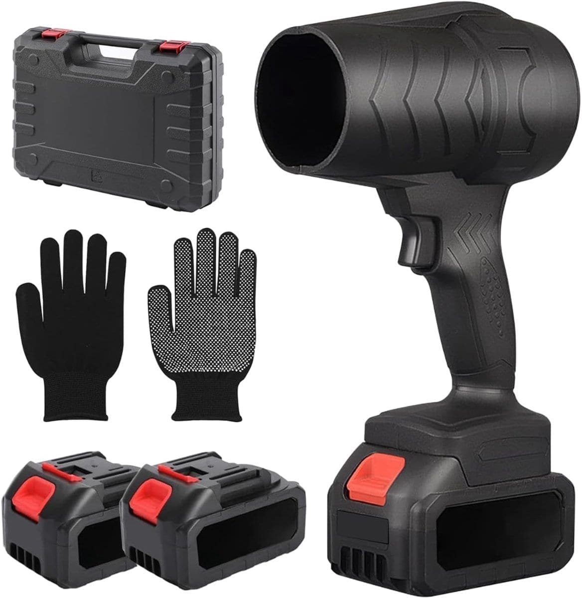 Klarven® Luchtblazer op accu Zwart - 16000 RPM - Draadloos, 2 accu's, 110 km/u windsnelheid, 4 uur snellader - B 15 x D 9 x H 22 cm