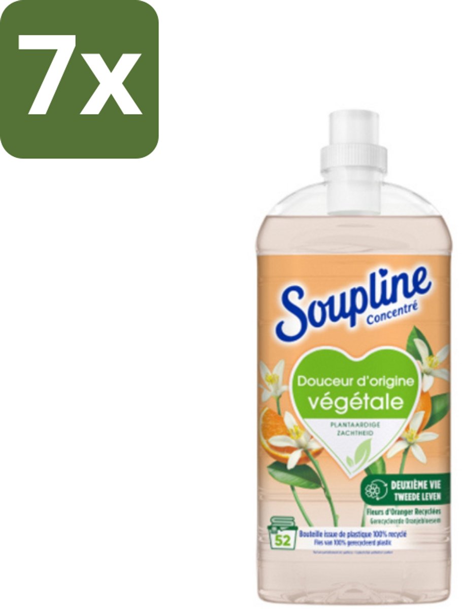 7 x Soupline - Wasverzachter - Oranjebloesem - 52 Wasbeurten - 1.3L - Wasverzachter - Plantaardige Zachtheid - Oranje Bloesem - Zachte Was - Natuurlijke Zachtheid