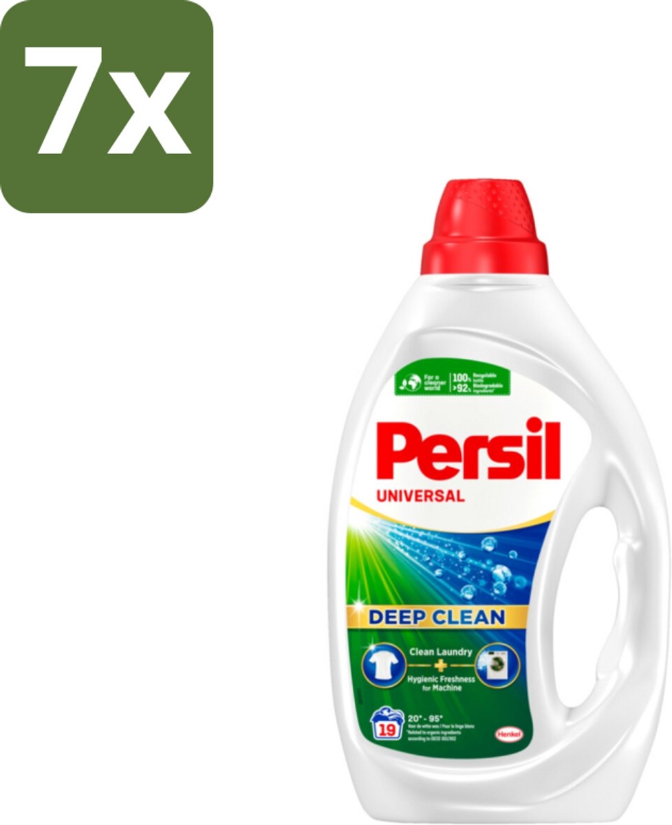 7 x Persil Universal - Deep clean - Vloeibaar Wasmiddel - Witte en Gekleurde Was - 19 Wasbeurten - Wasmiddel - Diepgewas - Vlekverwijdering - Hygiëne - Frisheid