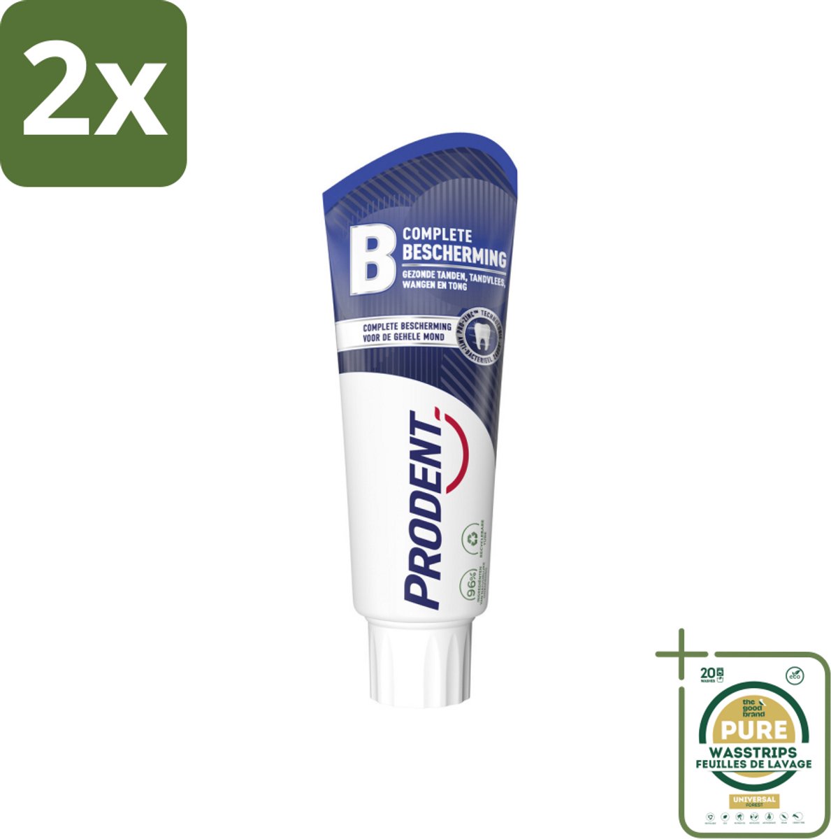 Prodent – Tandpasta – Complete Bescherming – Pro-Zinc Technologie – 75 ml - Voordeelverpakking - 2 stuks - Antibacteriële tandpasta - Pro-Zinc
