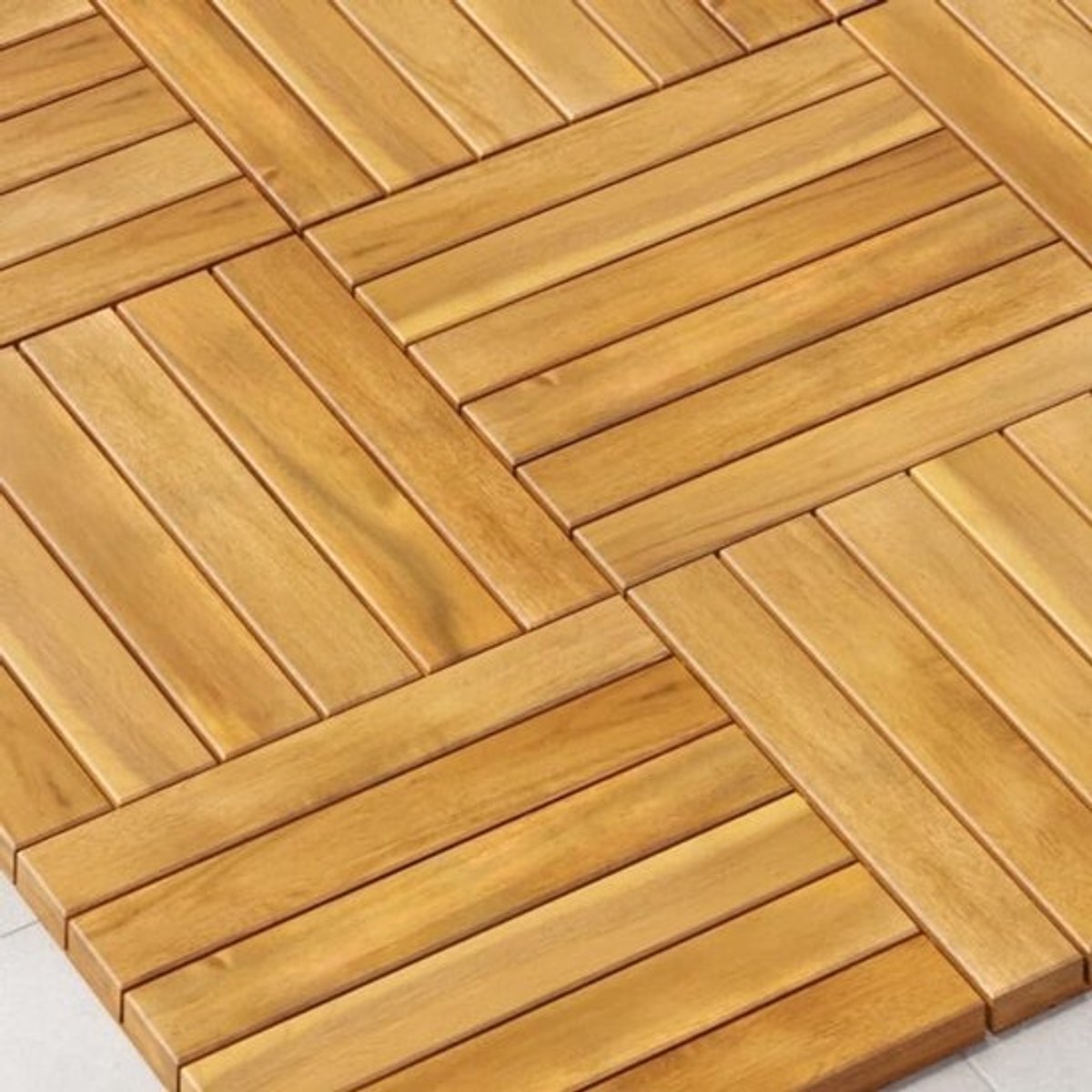 54 Interlocking Acacia Wood Outdoor Floor Tiles - Weather-Resistant Square Flooring for Balcony, Garden, and Patio - Easy DIY Installation - 30x30 cm