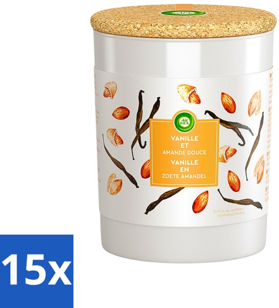 Air Wick - Geurkaars - Vanille & Zoete Amandel - 35 Uur Brandduur - Bulkverpakking - 15 stuks