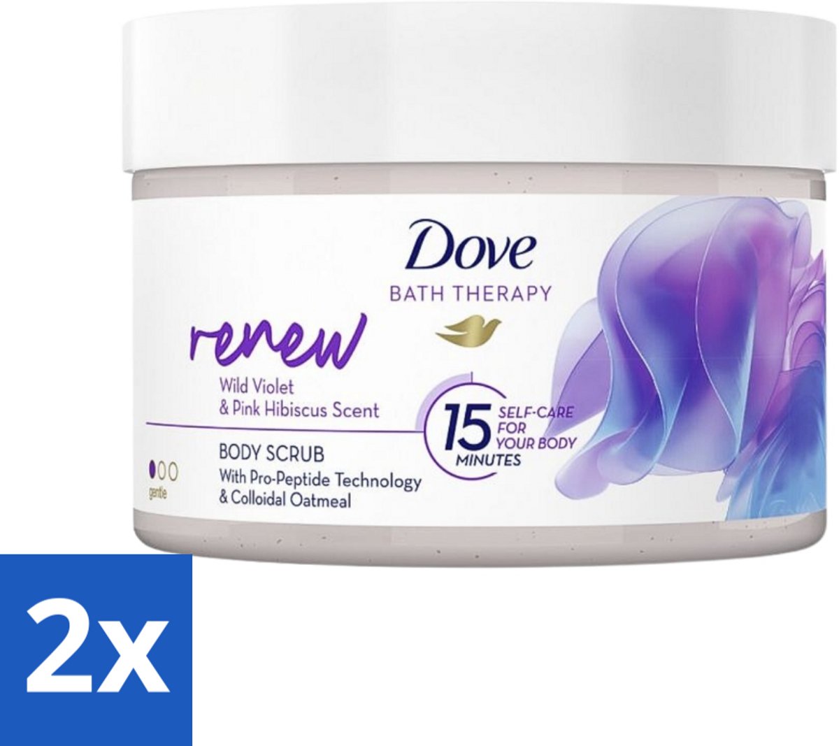 2 x Dove Bath Therapy Renew - Bodyscrub - Wilde Viooltjes & Roze Hibiscus - 295 ml - Huidverzorging - Bodyscrub - Exfoliëren - Dove - Voeden