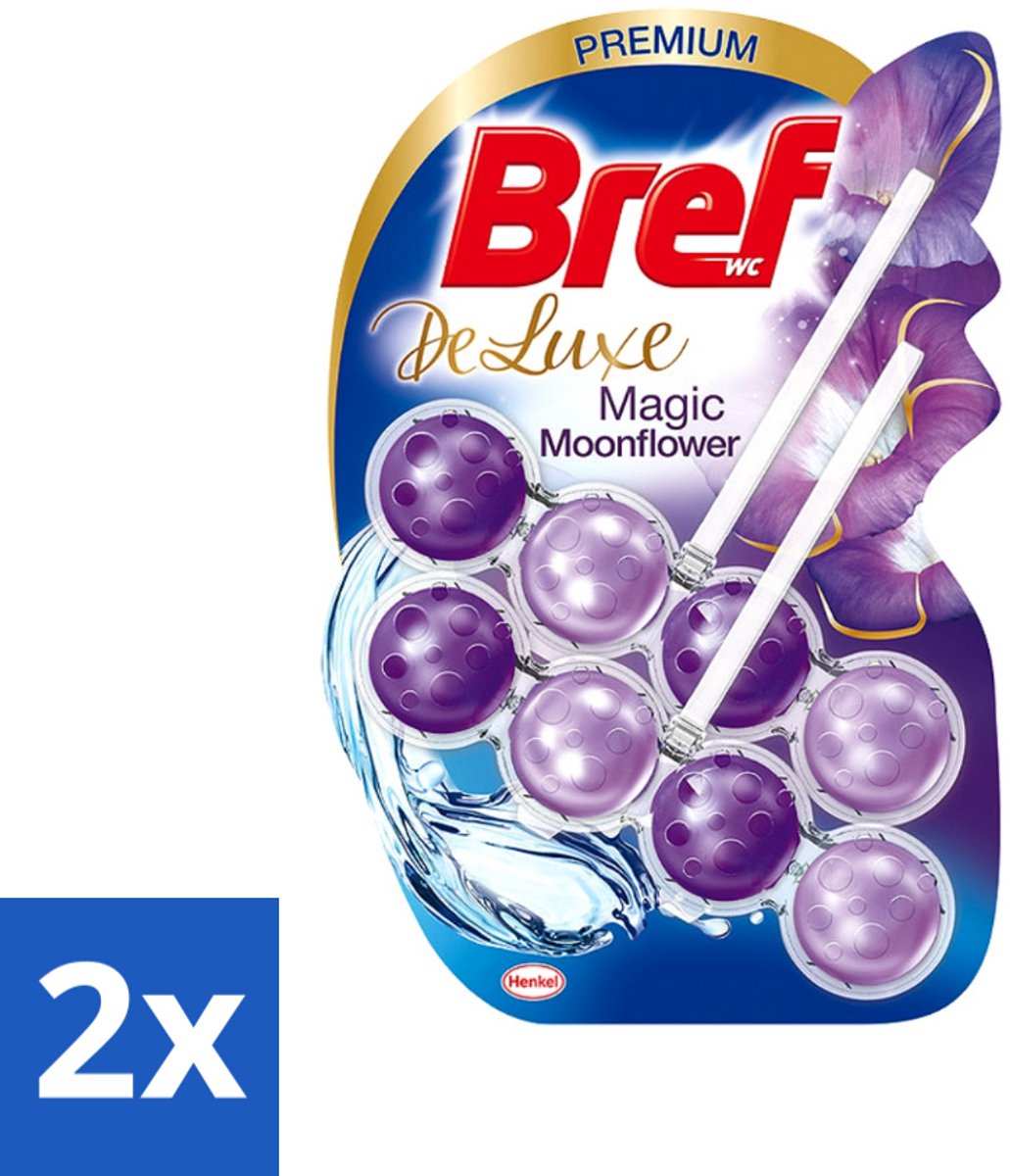 2 x Bref WC De Luxe - Toiletblok - Magic Moonflower - 2 Blokken - Toiletblok - Toiletverzorging - Premium Geur - Frisse Geur - Anti-kalk