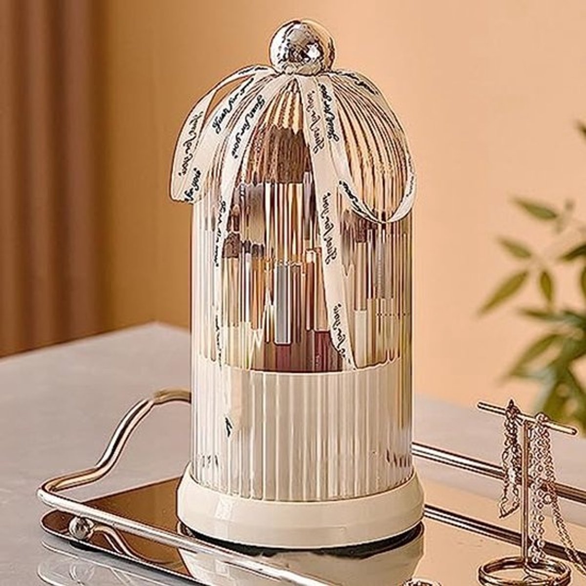 360° Roterende Make-up Organizer met Doorzichtig Deksel en Stofdichte Container