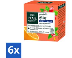 6 x N.A.E. Graziosita Lifting Nachtcrème - Vegan & Biologisch - Hydraterend & Verjongend effect - 50ml - Nachtcreme - Anti-rimpel - Hydraterende Creme - Vegan Creme - Biologische Creme