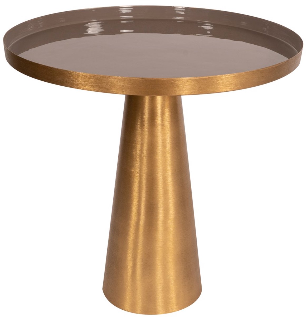 Padiro ronde bijzettafel Ø 51 x 50 cm - grijs - Modern Art-Déco Glamour Look - ijzeren onderstel - opstaande rand