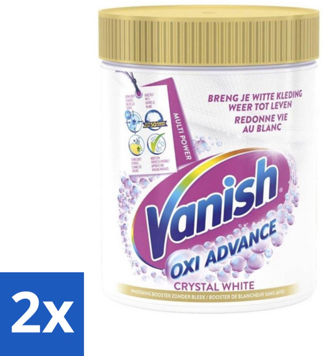 2 x Vanish Oxi Advance - Kristalwit - Vlekkenverwijderaar Poeder - Witte Was - 840 Gram - Vlekkenverwijderaar - Witwas - Vlekken Verwijderen - Wasverzachter - Wasmiddel