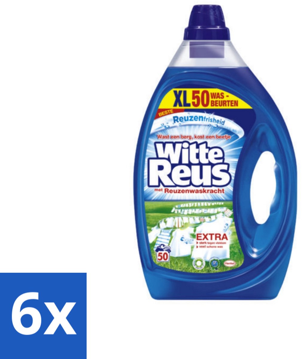 6 x Witte Reus - Vloeibaar Wasmiddel - 50 Wasbeurten - Wasmiddel - Vloeibaar Wasmiddel - Reinigingsmiddel - Wasverzachter - Vlekkenverwijderaar