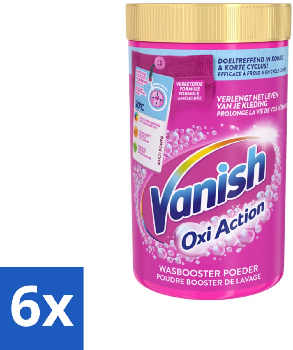 6 x Vanish Oxi Action - Vlekkenverwijderaar - Wasbooster - Gekleurde Was - 1.5 Kg - Vlekkenverwijderaar - Wasbooster - Gekleurde Was - Wasmiddel - Vlekken Verwijderen