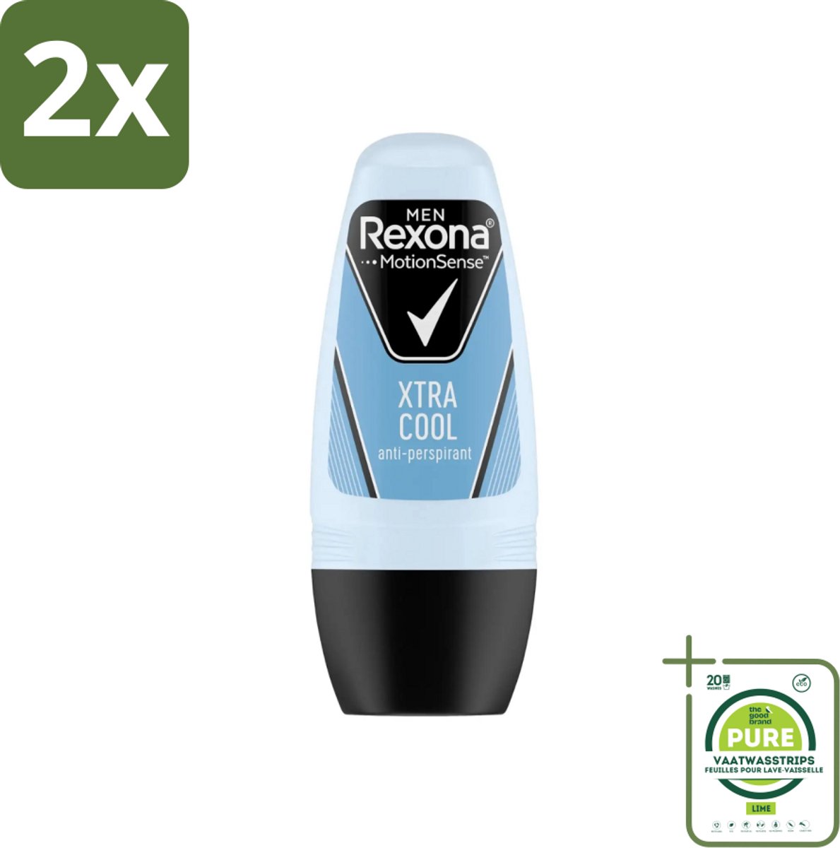 Rexona Men - Fresh Xtra Cool - Deo Roll-on - Anti-Perspirant - 50 ml - Voordeelverpakking - 2 stuks - Deodorant voor mannen - Zweet en geur bescherming