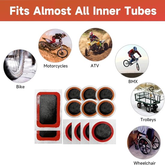Fietsband reparatieset - Band plakset - Onderweg repareren - Compleet met lijm - 56 Delen - N.v.t. — afbeelding 4