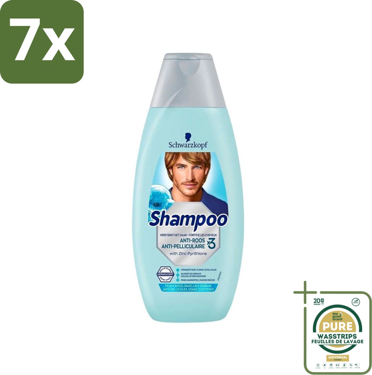 7 x Schwarzkopf - Shampoo Anti-Roos - Tegen Schilfers & Jeuk - 400 ml - Grootverpakking - Anti-roos Shampoo - Roos Bestrijding - Jeuk Bestrijding - Schilfers Bestrijding - Hoofdhuid Kalmering