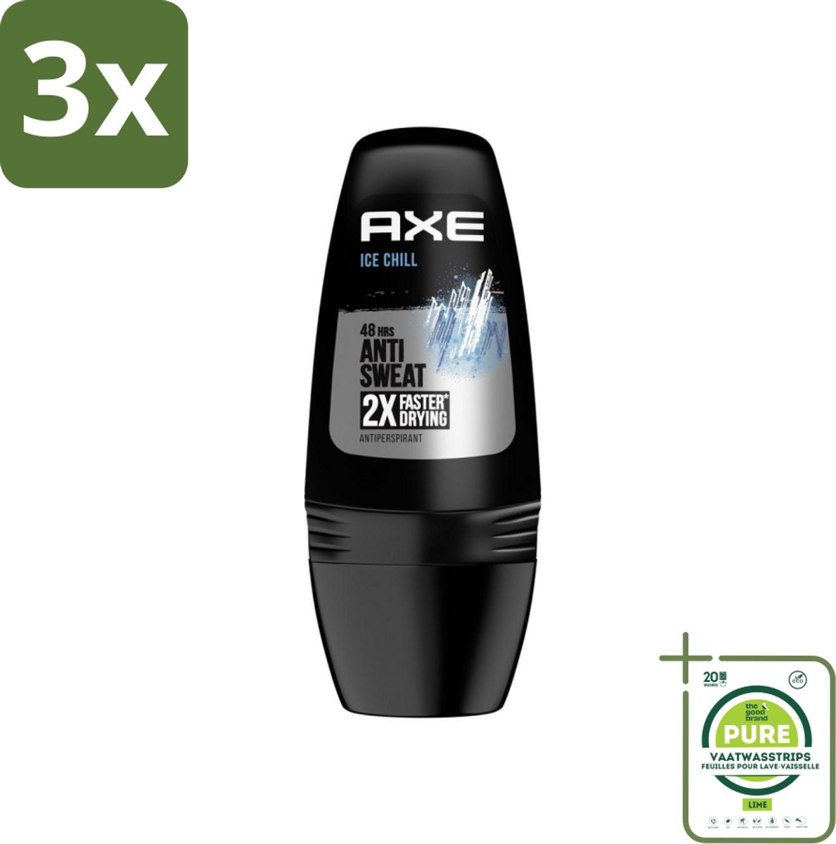 3 x Axe - Deodorant Roller - 48hrs Anti Sweat - Ice Chill - Anti-transpirant - 50 ml - Grootverpakking - Axe Ice Chill Deodorant Roller - Antitranspirant - Zweetbevochtiging - Frisse Geur - 48 Uur Bescherming