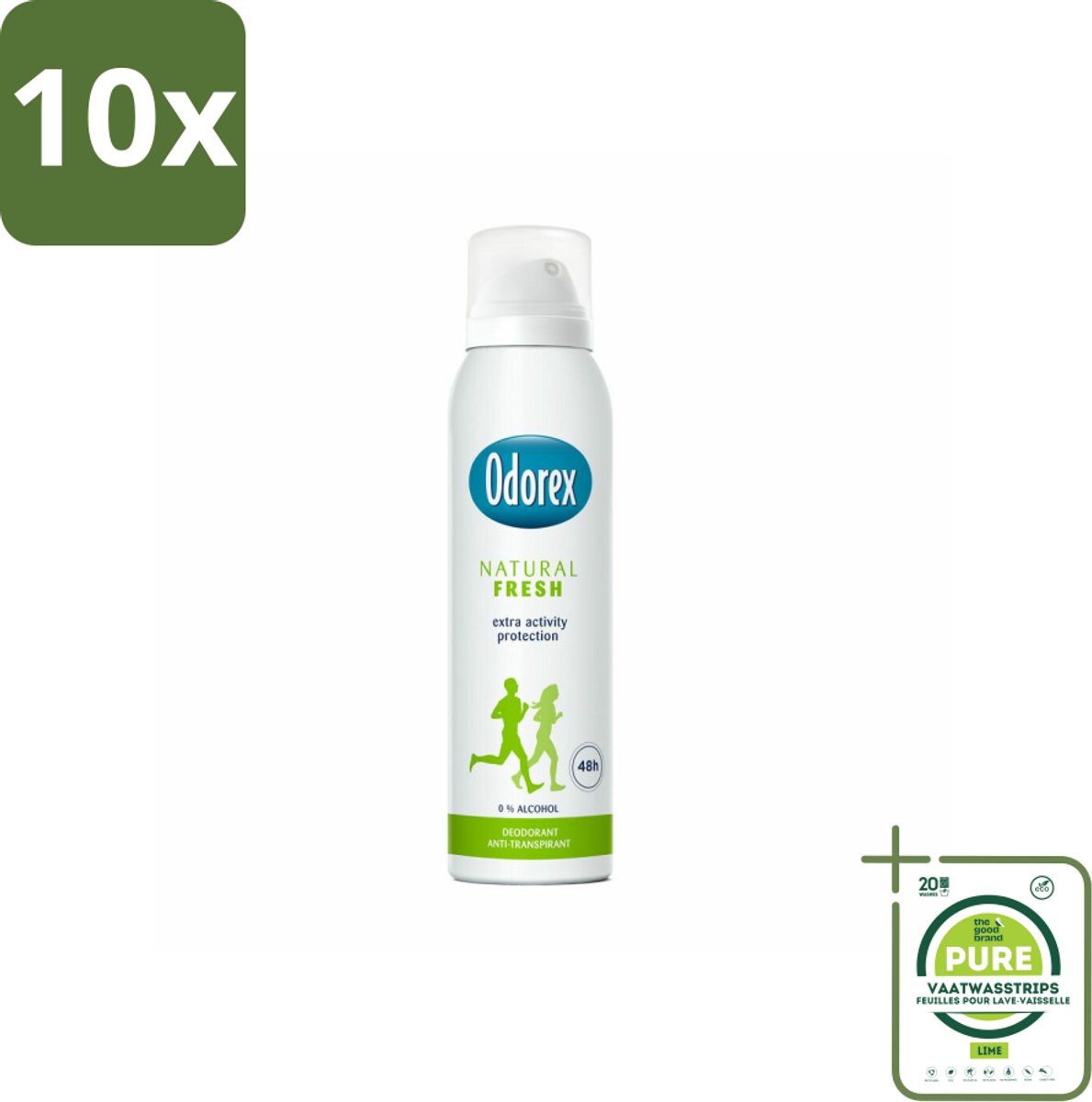 10 x Odorex Deodorant Spray Natural Fresh 150 ml - Grootverpakking - Deodorant Spray - Natuurlijke Frisheid - Alcoholvrije Deodorant - Huidvriendelijk - Dermatologisch Getest
