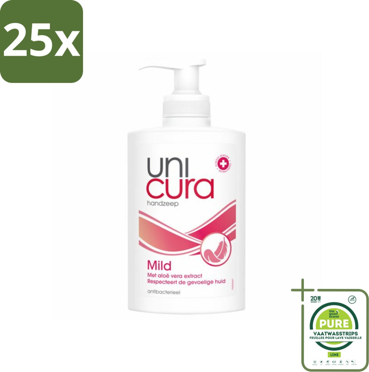25 x Unicura Vloeibare Handzeep Mild 250 ml - Grootverpakking - Handzeep - Antibacterieel - Milde Handzeep - Handen Reinigen - Hygiëne
