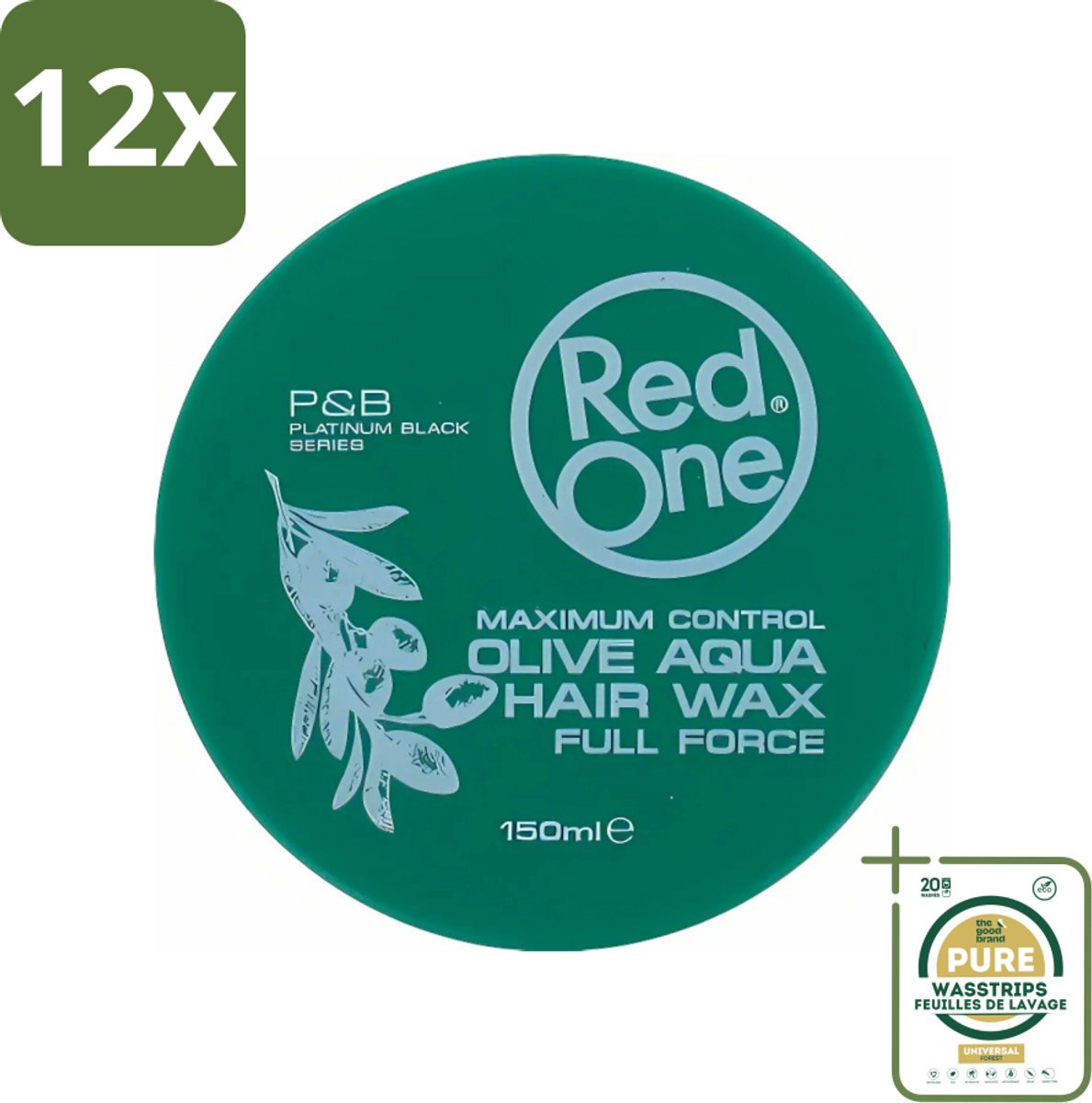 Red One - Haarwax - Cobra Aqua - Maximale Controle - Voor Krachtige Hold & Glans - 150 ml - Voordeelverpakking - 12 stuks - Cobra aqua - Controle haar