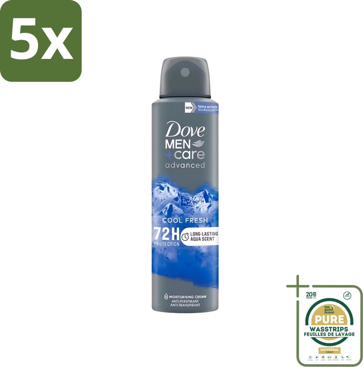 5 x Dove - Deodorant - Men Care Cool Fresh - Verfrissend en langdurige bescherming - 150 ml - Grootverpakking - Deodorant Spray - Mannelijke Geur - Zweetbehandeling - Frisheid - Langdurige Bescherming